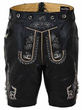 Men’s Black Lederhosen Albert German Oktoberfest Bavarian Costume Outfit